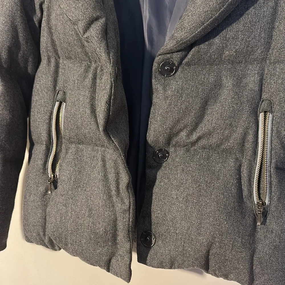 SPICK and SPAN Grey Down Filked wool puffer crop jacket coat women size 36